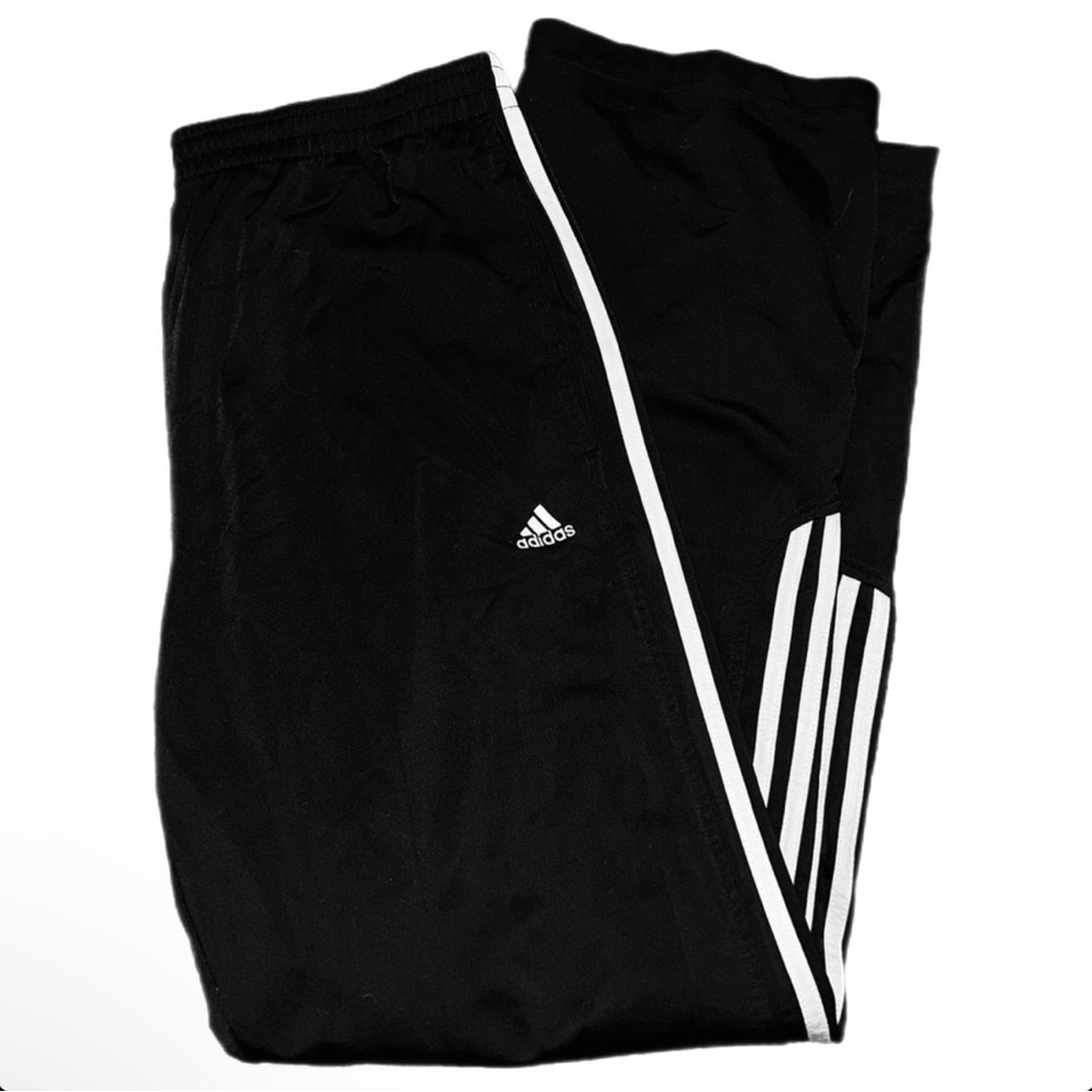 Adidas Black Track Pants with White Stripes